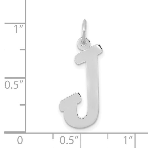 10k White Gold Small Script Initial J Charm - Picture 2 of 2